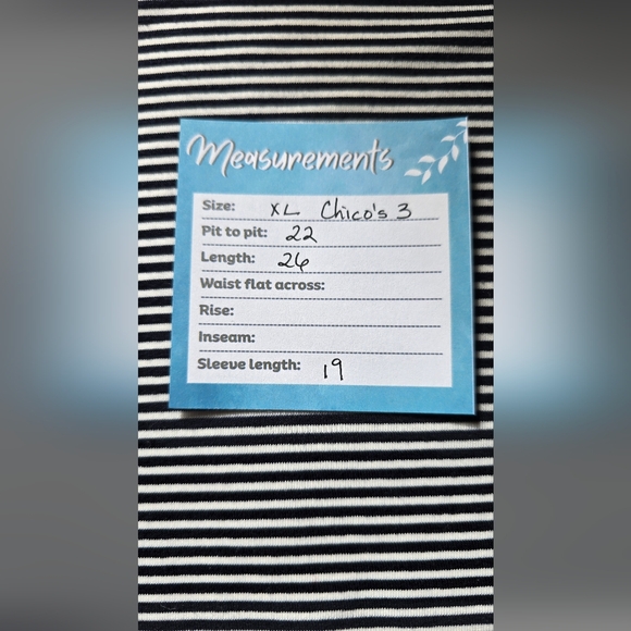 Chicos Black Stripe T-Shirt Size XL - Picture 4 of 5